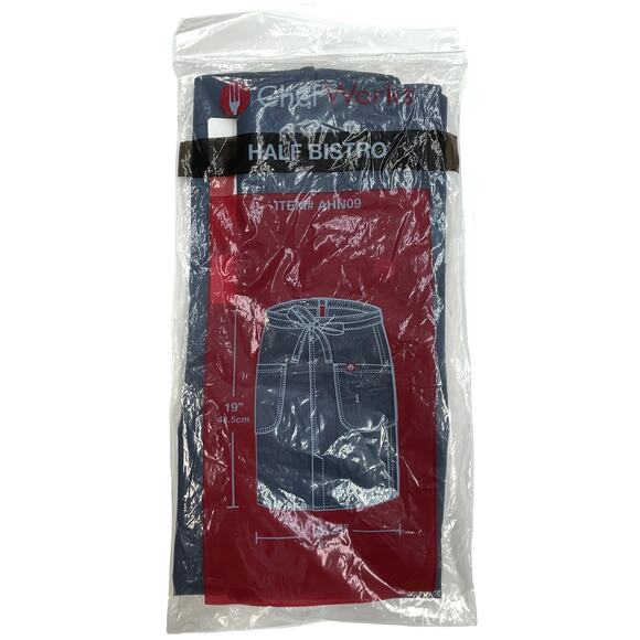 Chef Works Unisex Brio Half Bistro Apron Sz One Size New $23 Blue Cotton Blend - Picture 7 of 12